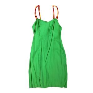 Vintage 90s Alchemy by Joo Mee New York Green Colorful Retro Midi Dress Small